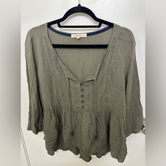 Rewind Tops - Rewind Green Lace Blouse, Size L
